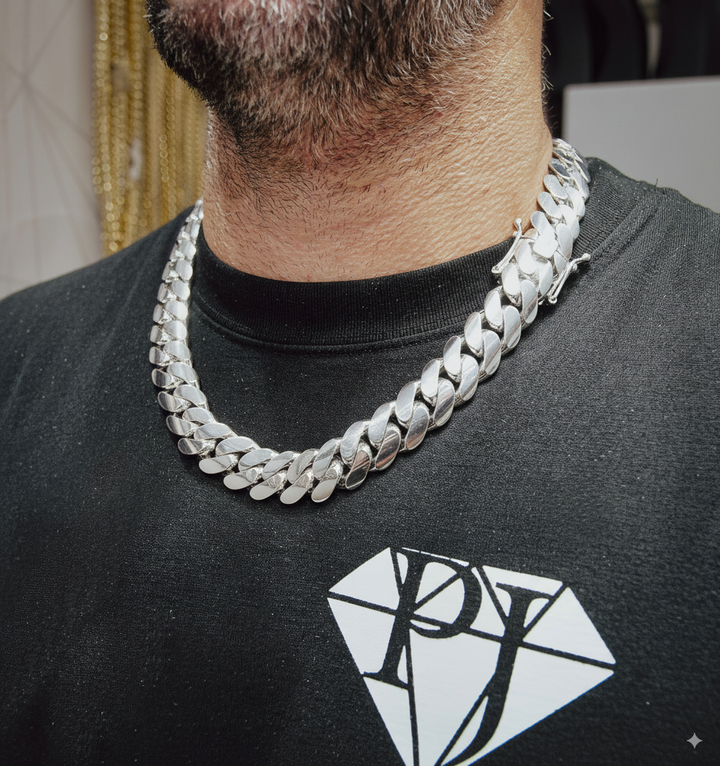 15mm Silver Cuban Link Chain