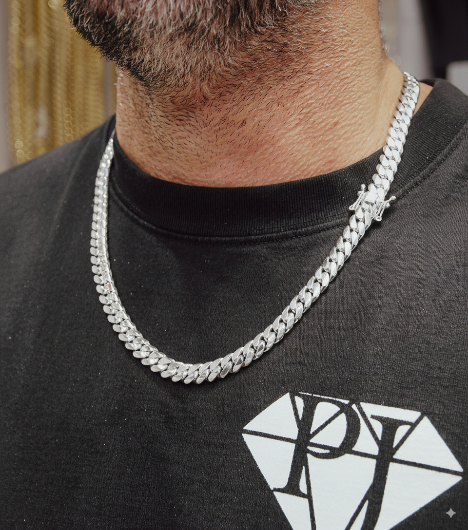 9mm Silver Cuban Link Chain