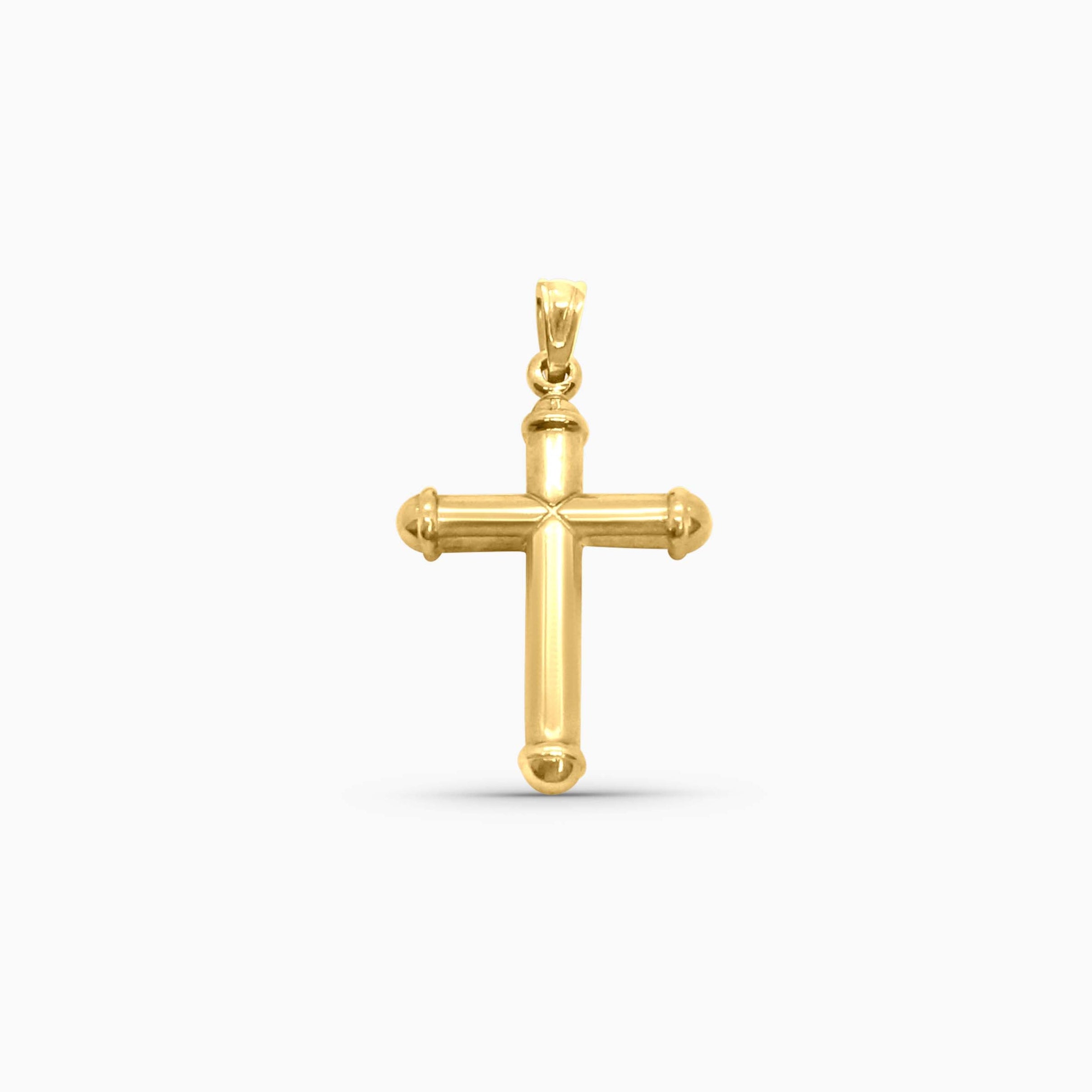 10K Gold Rounded Cross Pendant – Pochy Jewelry