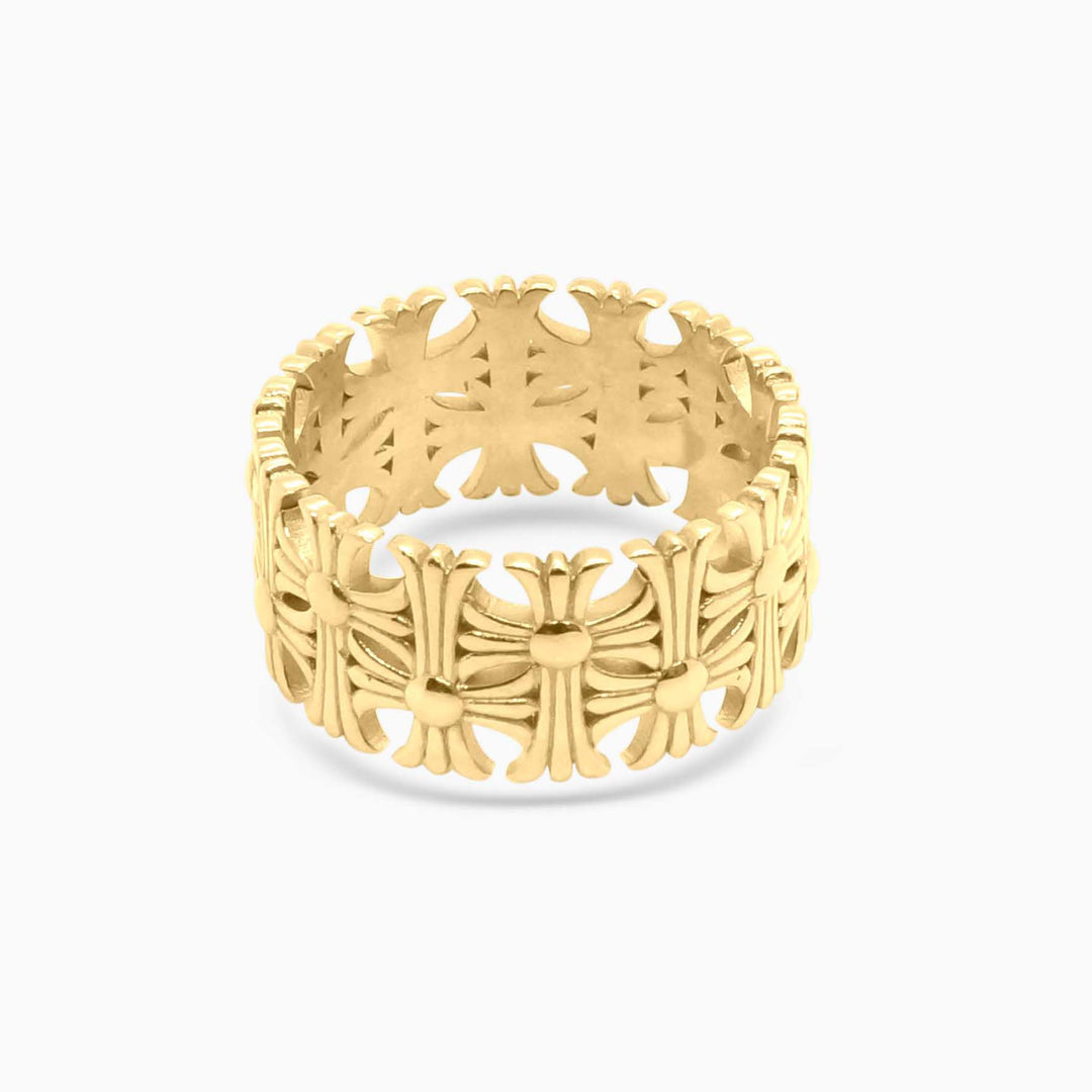 Anillo gótico de flor de oro de 10 quilates (con piedras)