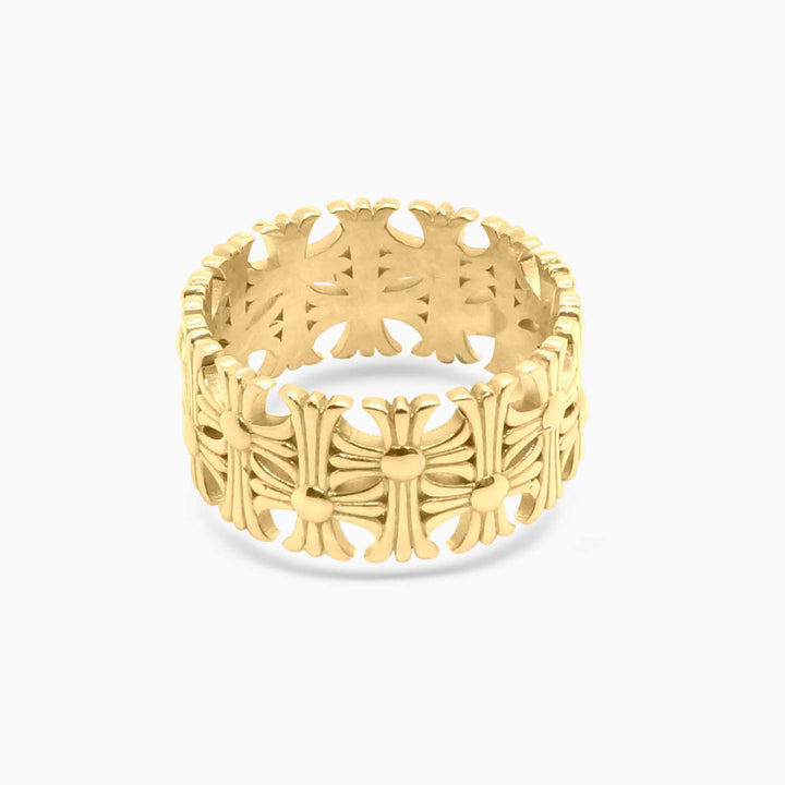 Anillo gótico de flor de oro de 10 quilates (con piedras)