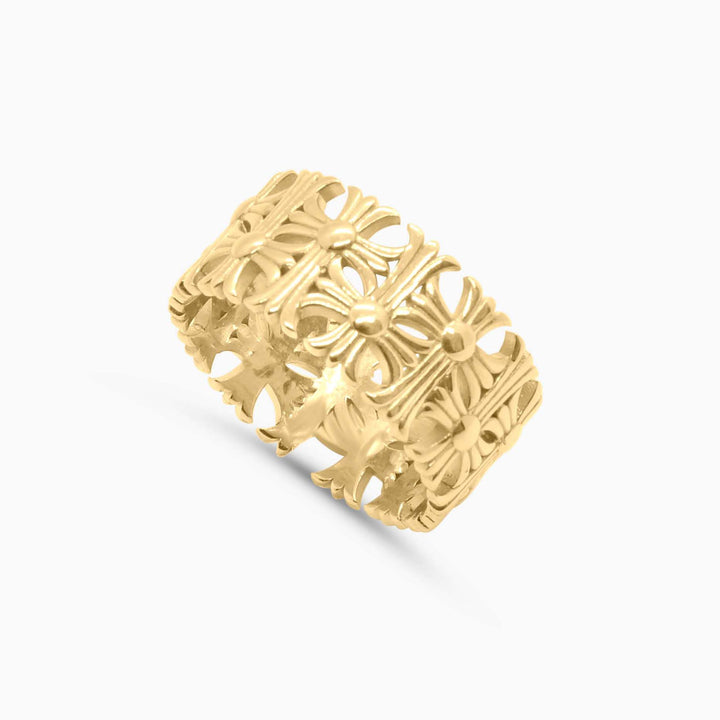 Anillo gótico de flor de oro de 10 quilates (con piedras)