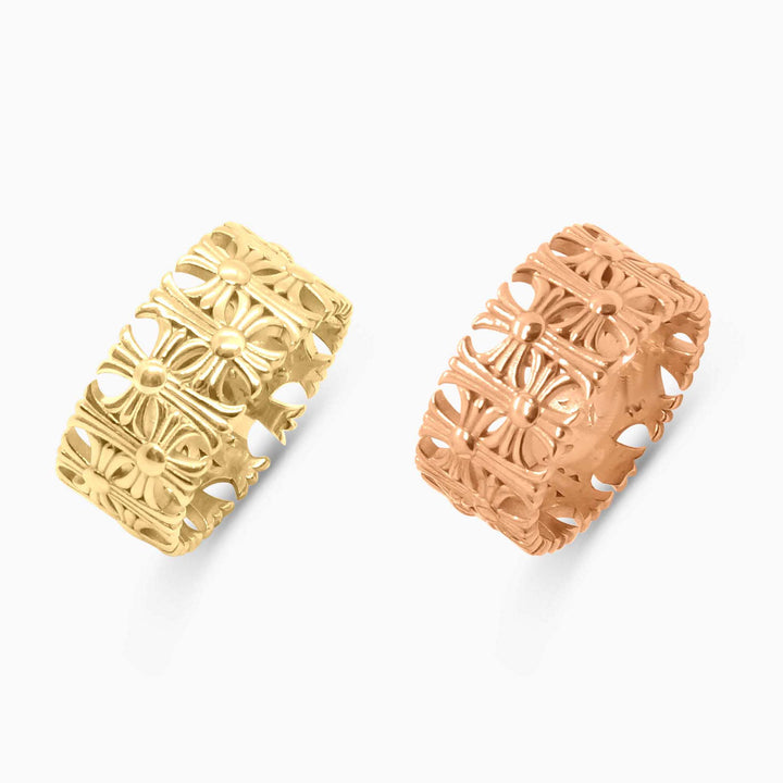 Anillo gótico de flor de oro de 10 quilates (con piedras)