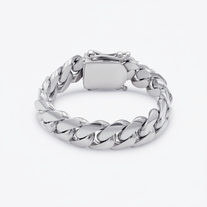 17mm Silver Cuban Link Bracelet - Solid Silver Handcrafted in Miami