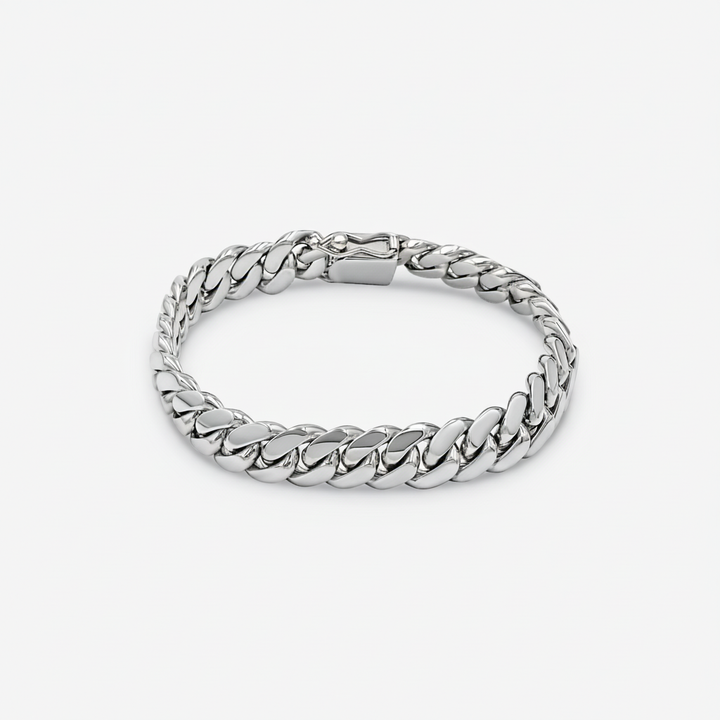 7mm Silver Cuban Link Bracelet - Solid Silver Handcrafted in Miami