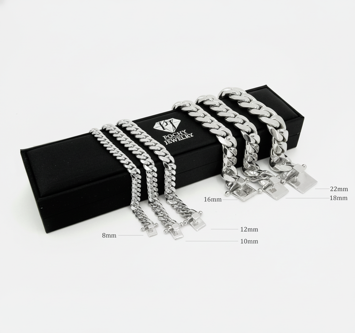 10mm Silver Cuban Link Bracelet - Solid Silver Handcrafted in Miami