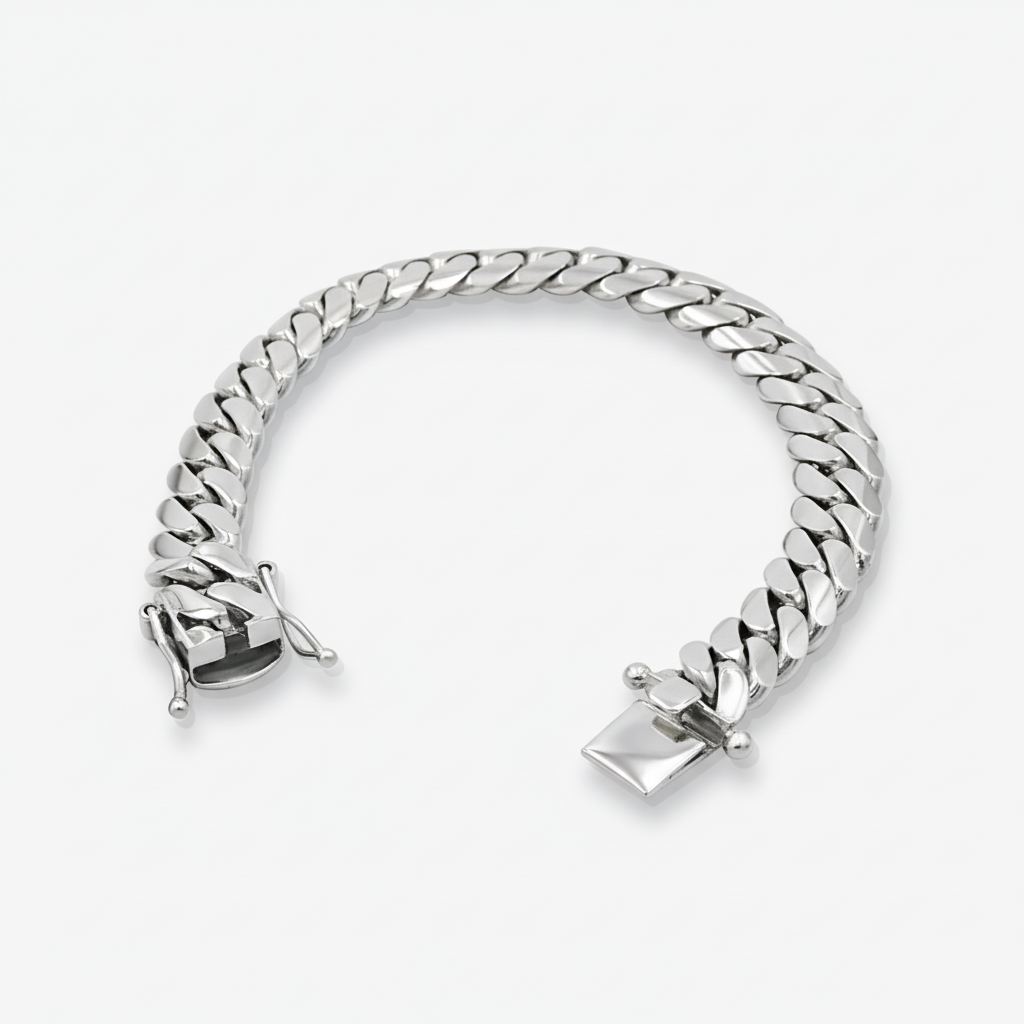 10mm Silver Cuban Link Bracelet - Solid Silver Handcrafted in Miami