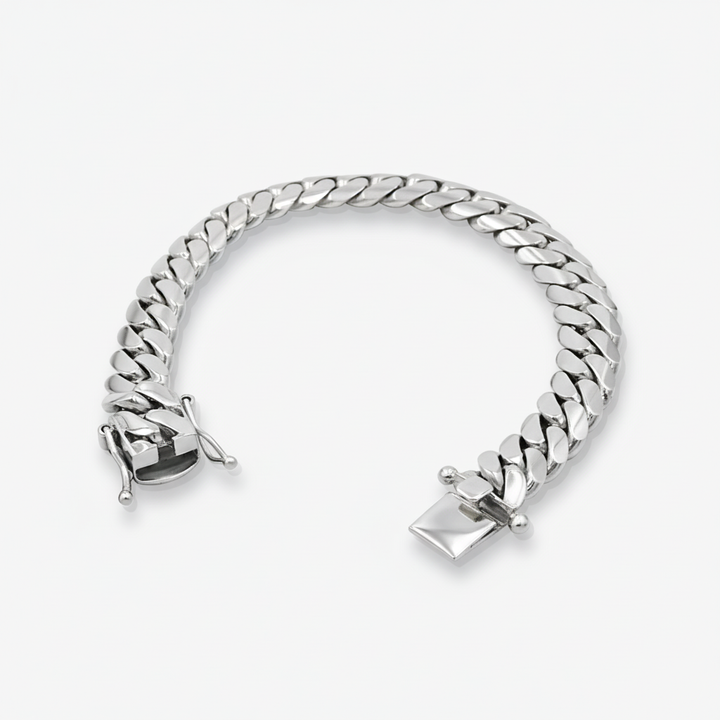 10mm Silver Cuban Link Bracelet - Solid Silver Handcrafted in Miami