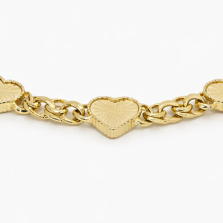 Women's Bracelet 10K Gold Heart Link Bracelet Pochy Jewelry in Miami