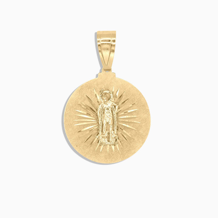 10K Gold Round Saint Lazarus Medal Pendant – Religious Jewelry