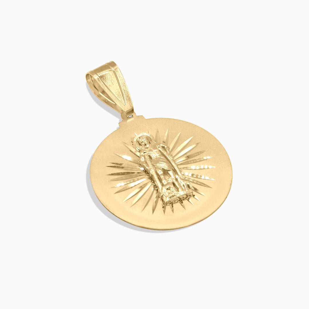 10K Gold Round Saint Lazarus Medal Pendant – Religious Jewelry