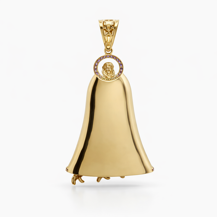 Pendants 10K Gold Saint Lazarus Pendant with Purple Stones Pochy Jewelry in Miami