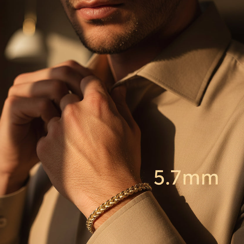 Men's Bracelet 10K Yellow Gold Franco Bracelet Pochy Jewelry in Miami