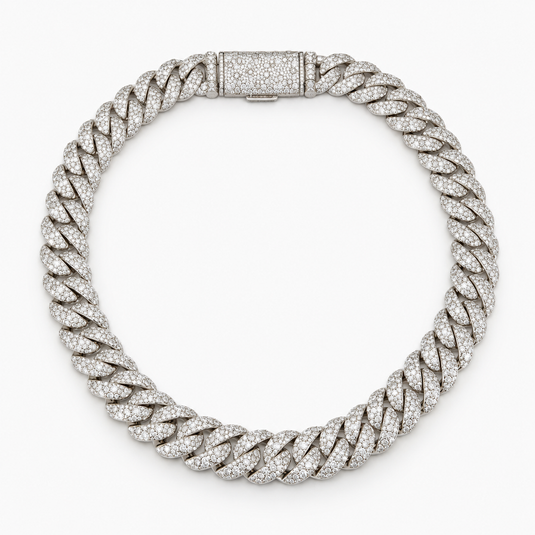 Ice Cuban Link Signature Moissanite Cuban Link Chain in .925 Sterling Silver Pochy Jewelry in Miami