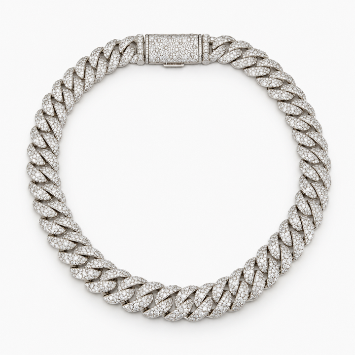 Ice Cuban Link Signature Moissanite Cuban Link Chain in .925 Sterling Silver Pochy Jewelry in Miami