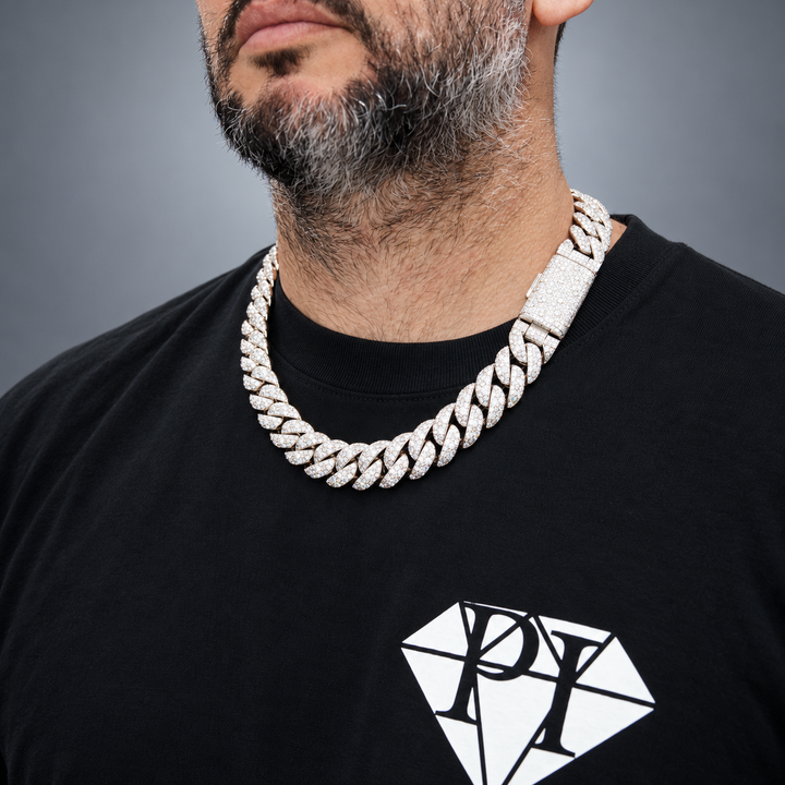 Ice Cuban Link Signature Moissanite Cuban Link Chain in .925 Sterling Silver Pochy Jewelry in Miami