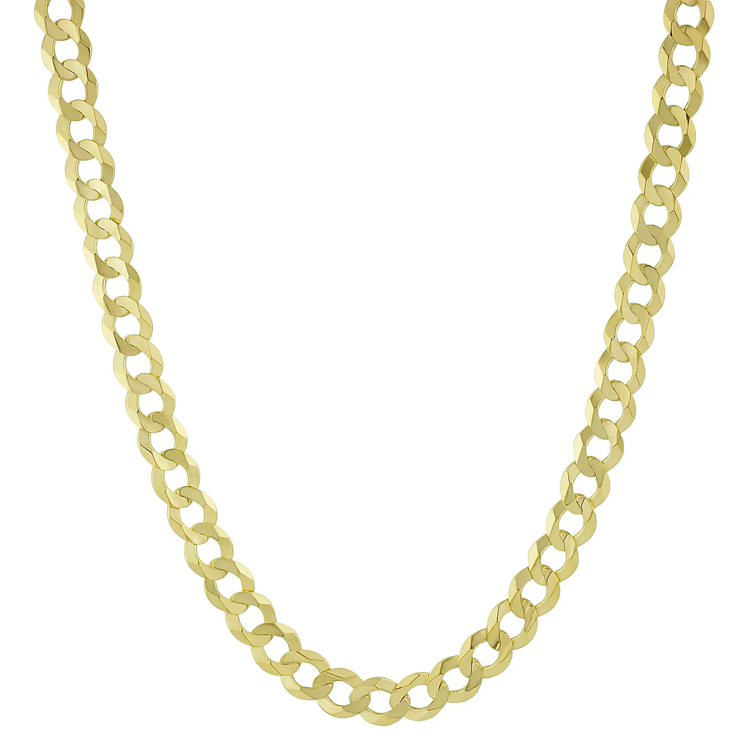 Gold chain necklace on a white background