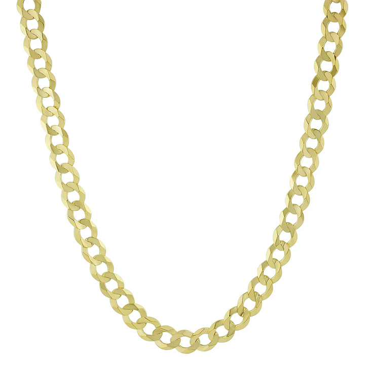 Gold chain necklace on a white background