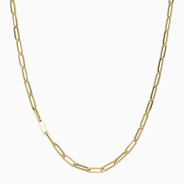 Women's Necklace 10K Hallow Gold Paper Clip Chain Pochy Jewelry in Miami