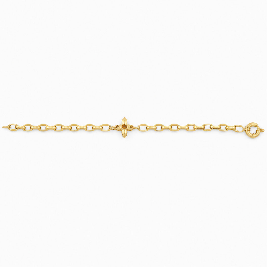 Women's Bracelet 10K Yellow Gold Petite Floral Station Bracelet Pochy Jewelry in Miami