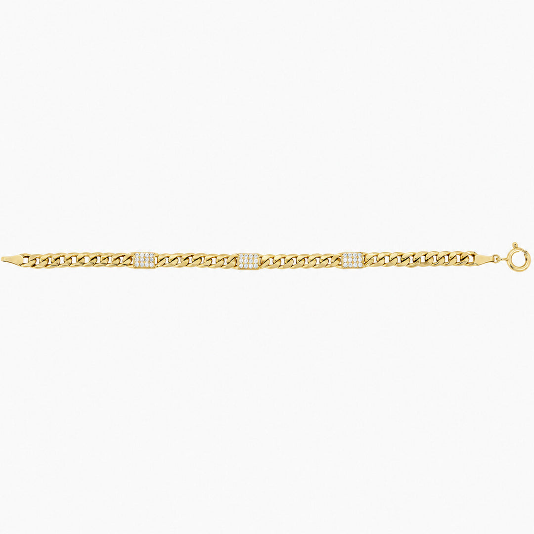 Women's Bracelet 10K Yellow Gold CZ Accent Curb Link Bracelet Pochy Jewelry in Miami
