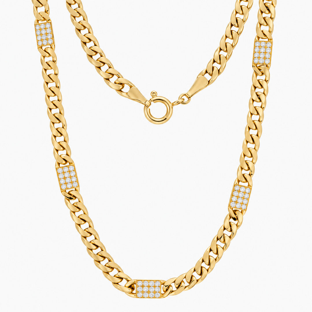 Women's Necklace 10K Yellow Gold CZ Accent Curb Link Necklace Pochy Jewelry in Miami