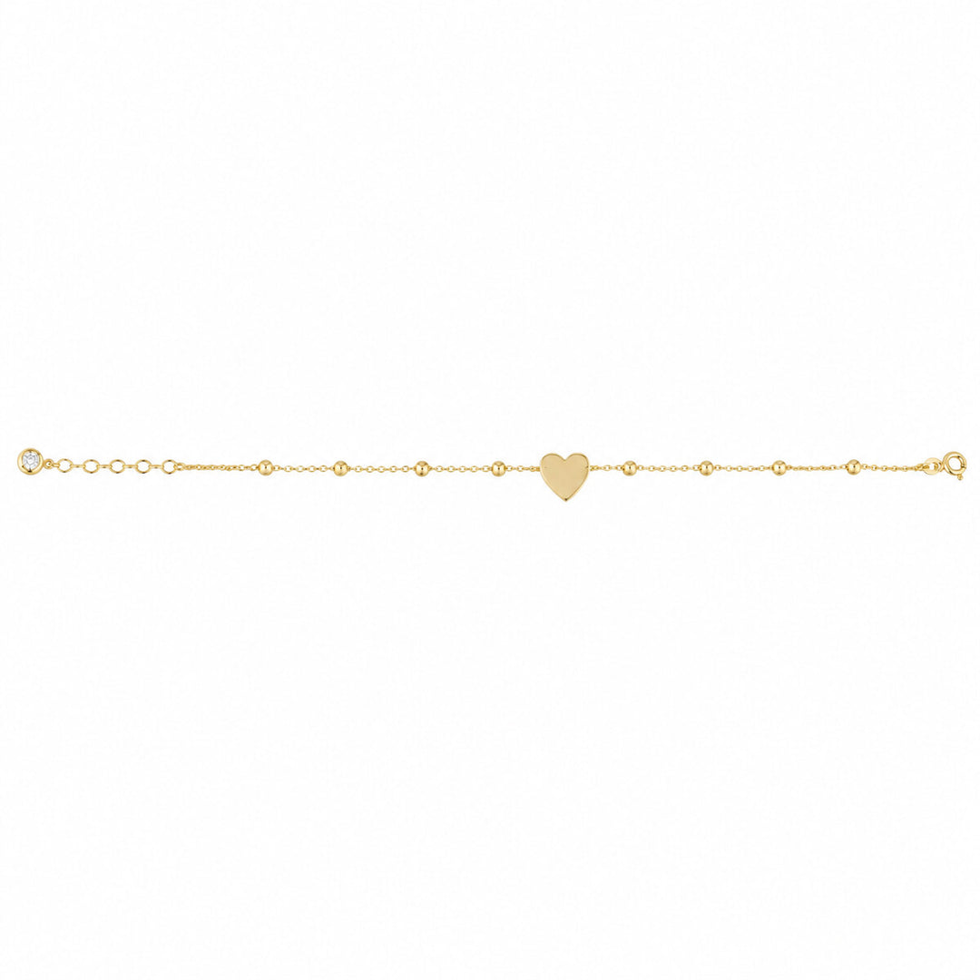 Women's Bracelet 10K Yellow Gold Petite Heart Station Bracelet Pochy Jewelry in Miami