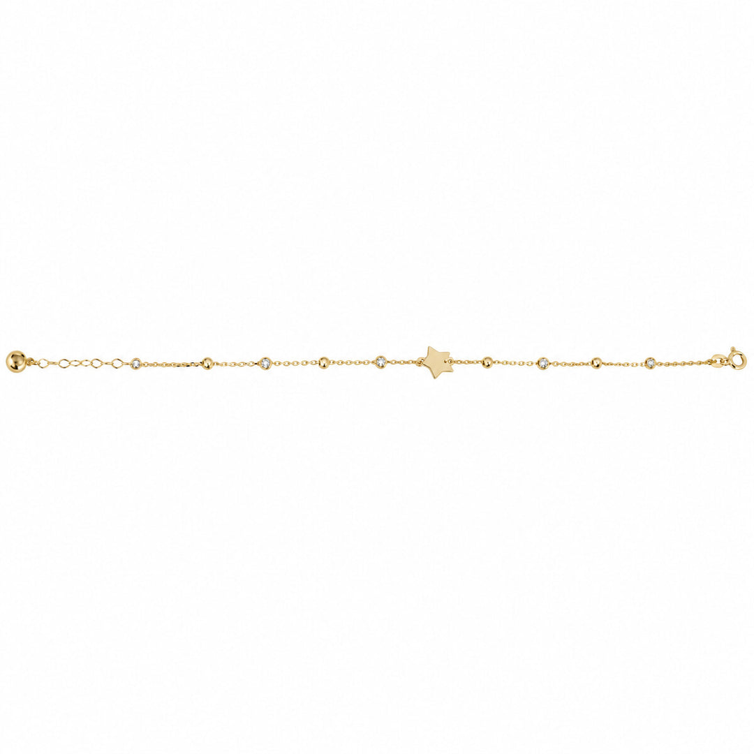 Women's Bracelet 10K Yellow Gold Petite Star CZ Station Bracelet Pochy Jewelry in Miami