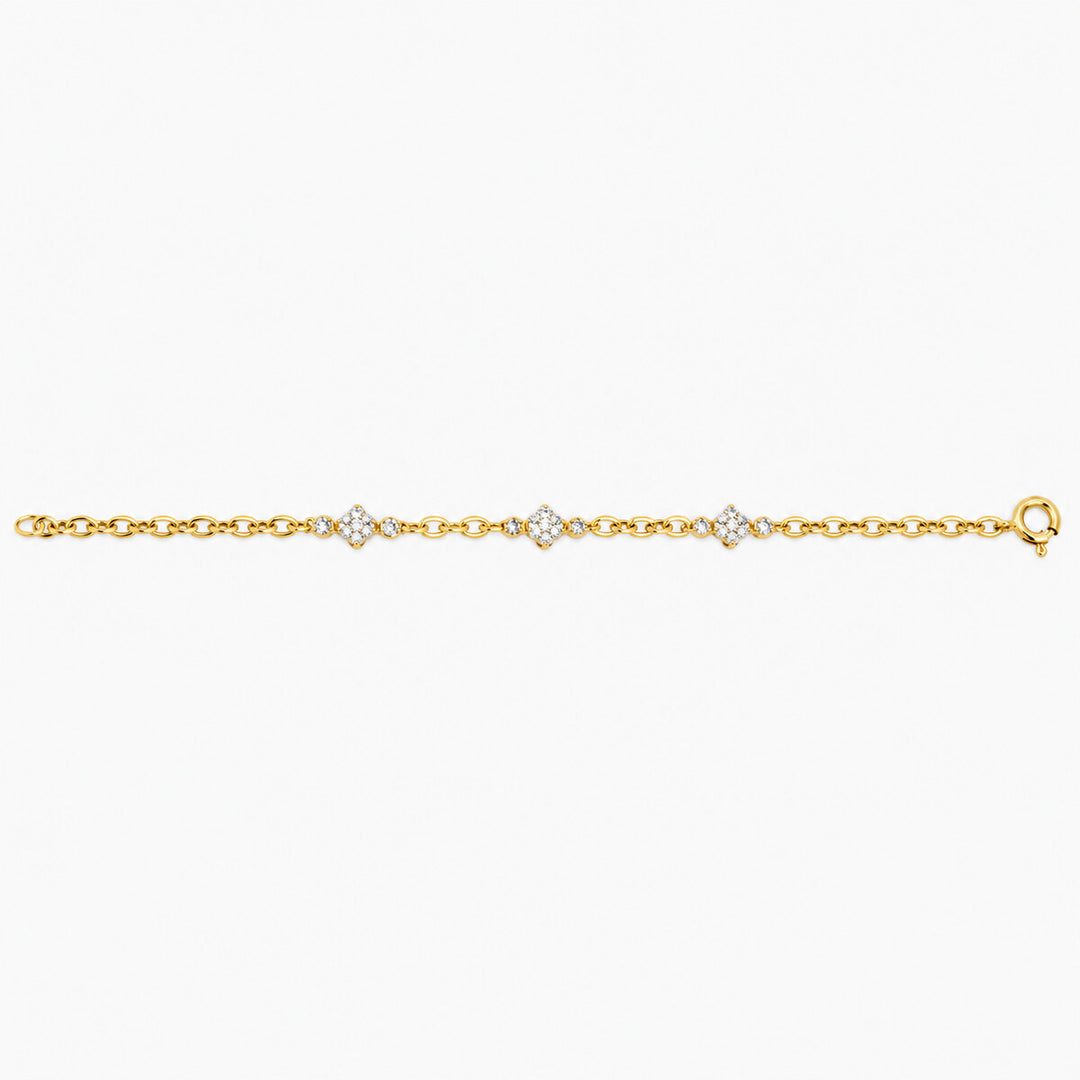 Women's Bracelet 10K Yellow Gold CZ Cluster Station Link Bracelet Pochy Jewelry in Miami