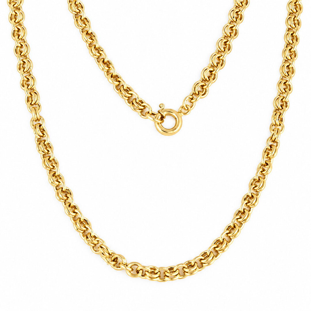 Women's Necklace 10K Yellow Gold Textured Rope-Style Link Necklace Pochy Jewelry in Miami