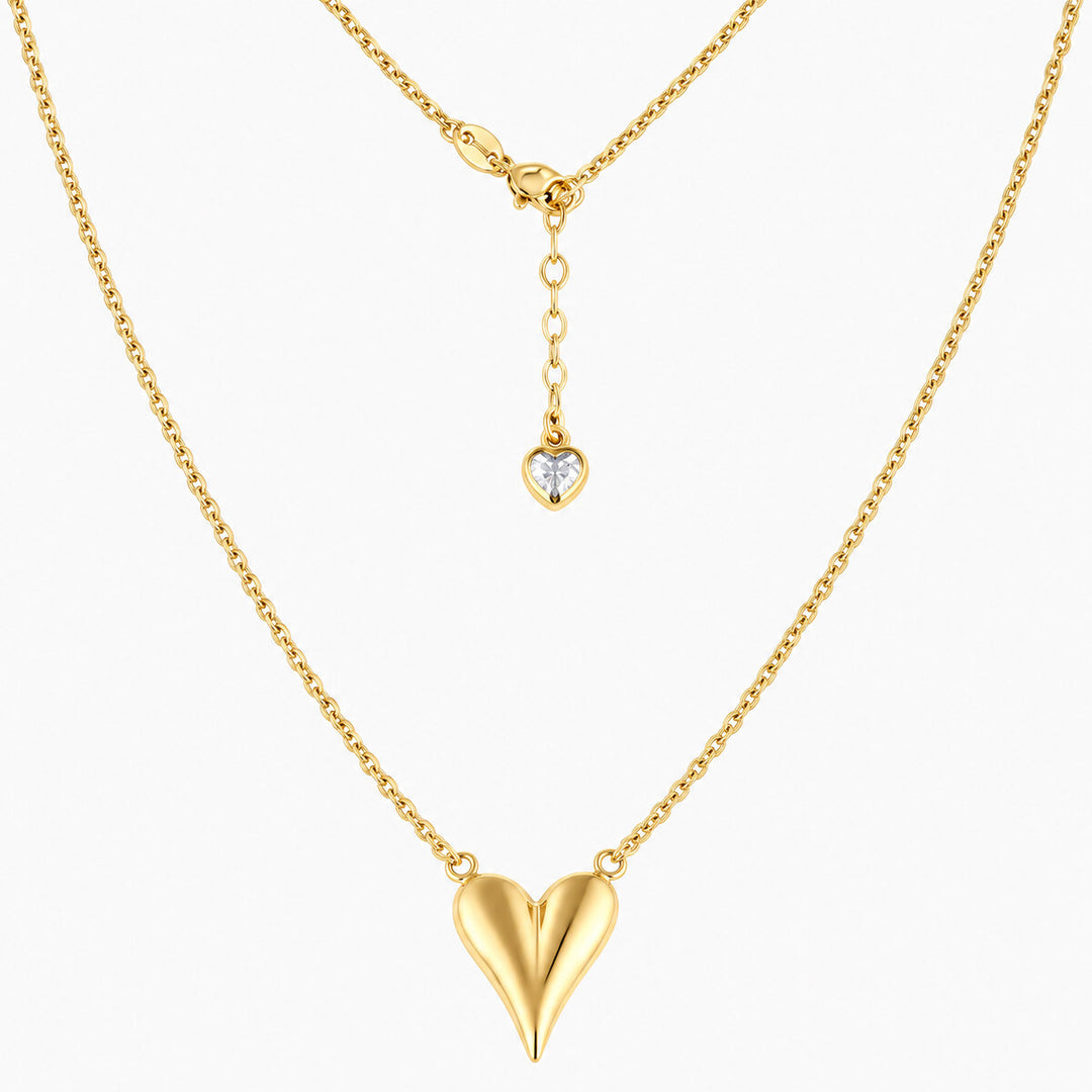 Women's Necklace 10K Yellow Gold Pointed Heart Pendant Necklace Pochy Jewelry in Miami