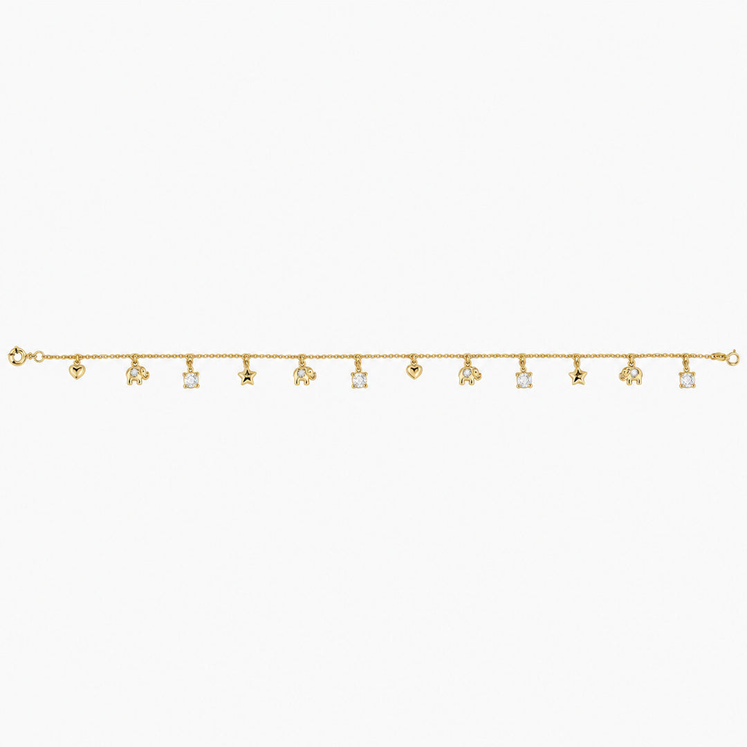 Women's Necklace 10K Yellow Gold Lucky Charm CZ Necklace Pochy Jewelry in Miami