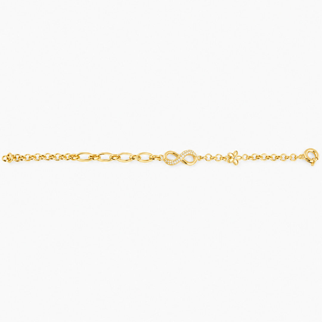 Women's Bracelet 10K Yellow Gold Infinity and Flower CZ Link Bracelet Pochy Jewelry in Miami