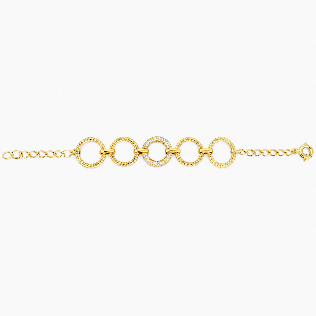Women's Bracelet 10K Yellow Gold Linked Circles Bracelet Pochy Jewelry in Miami
