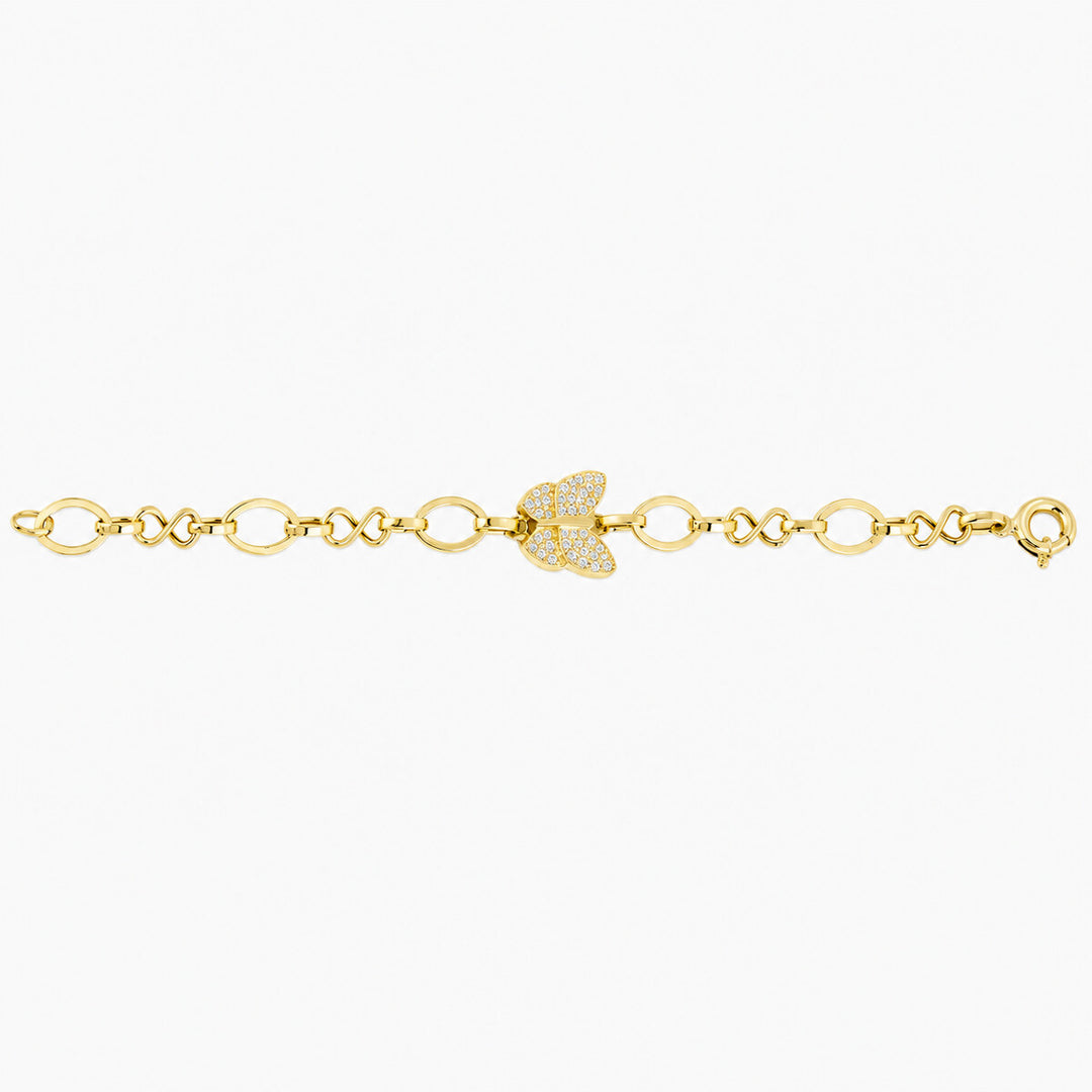 Women's Bracelet 10K Yellow Gold Butterfly Oval Link Bracelet Pochy Jewelry in Miami