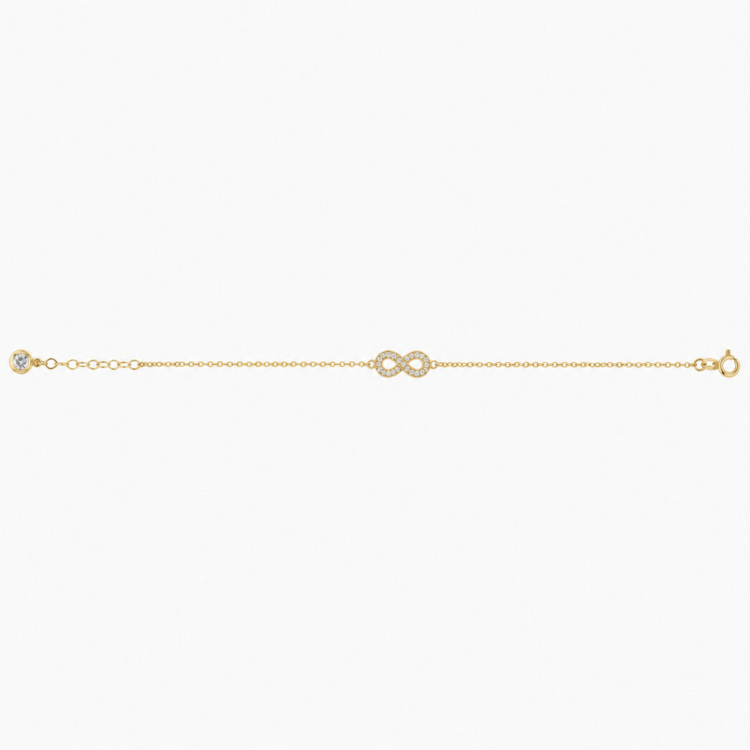 Women's Bracelet 10K Yellow Gold CZ Infinity Chain Bracelet Pochy Jewelry in Miami
