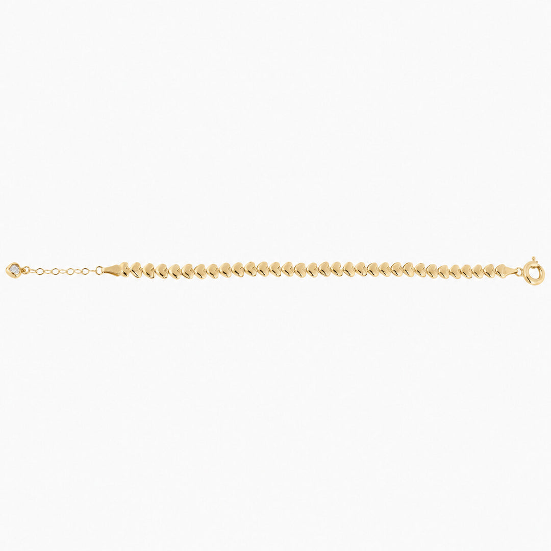 Women's Bracelet 10K Yellow Gold Heart Link Bracelet Pochy Jewelry in Miami
