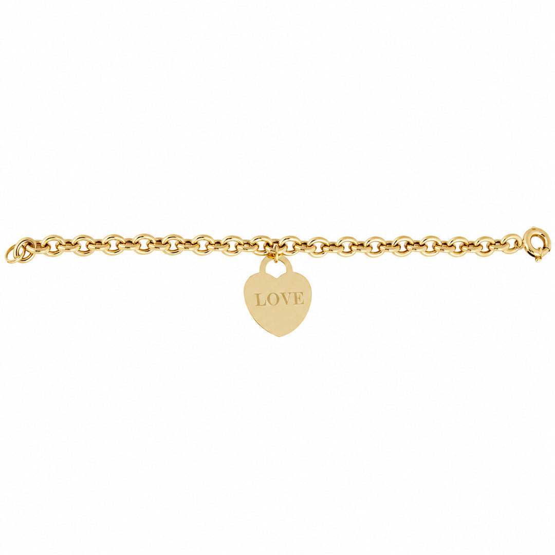 Women's Bracelet 10K Yellow Gold Love Heart Charm Bracelet Pochy Jewelry in Miami