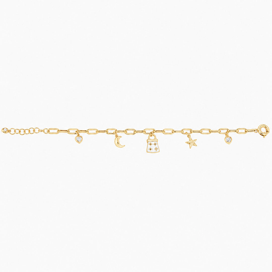 Women's Bracelet 10K Yellow Gold Lucky Charm Paperclip Bracelet Pochy Jewelry in Miami