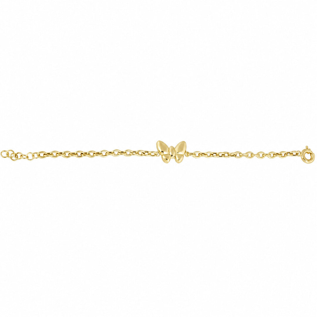 Women's Bracelet 10K Yellow Gold Petite Butterfly Link Bracelet Pochy Jewelry in Miami