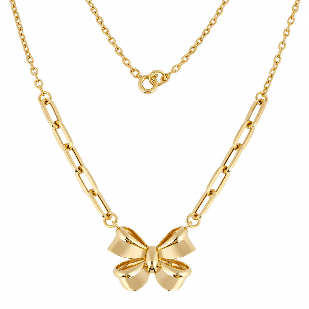 Women's Necklace 10K Yellow Gold Sculpted Butterfly Paperclip Necklace Pochy Jewelry in Miami