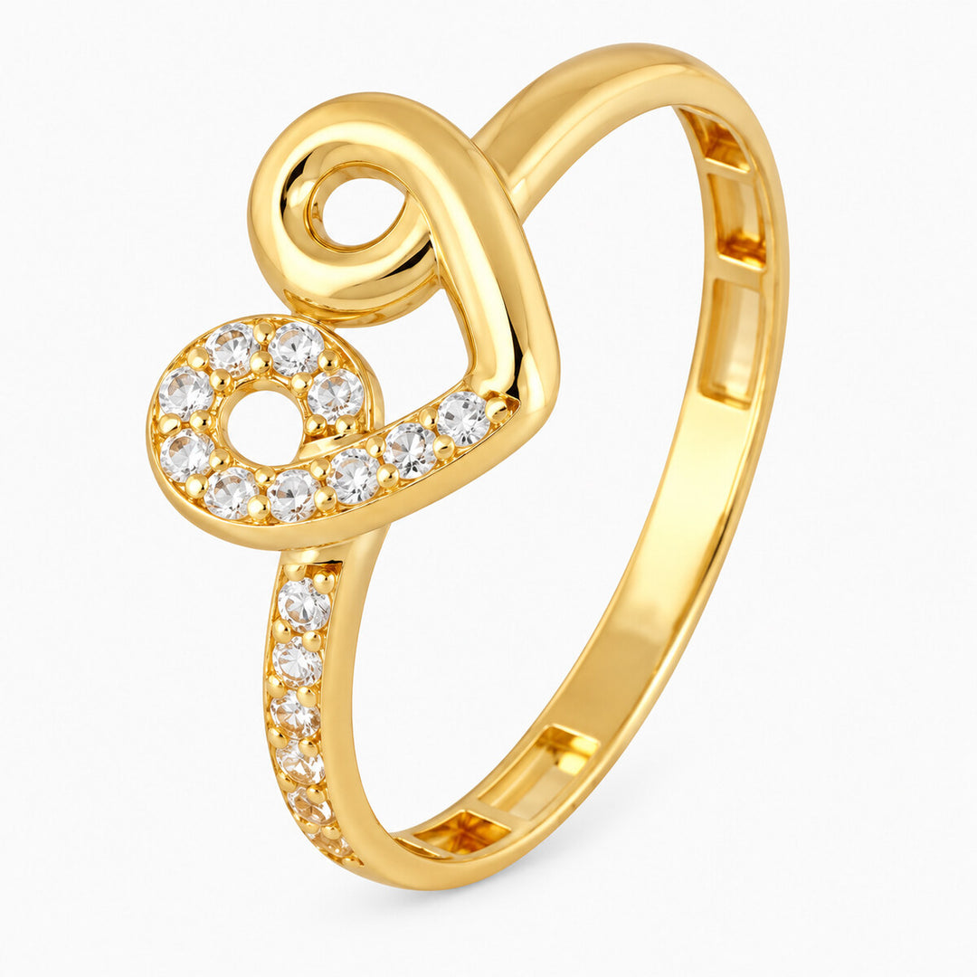 Women's Ring 10K Yellow Gold Open Spiral CZ Ring Pochy Jewelry in Miami