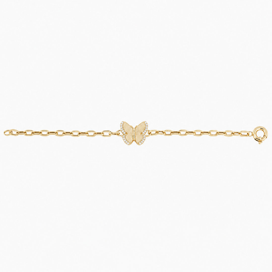 Women's Bracelet 10K Yellow Gold Butterfly Paperclip Bracelet Pochy Jewelry in Miami