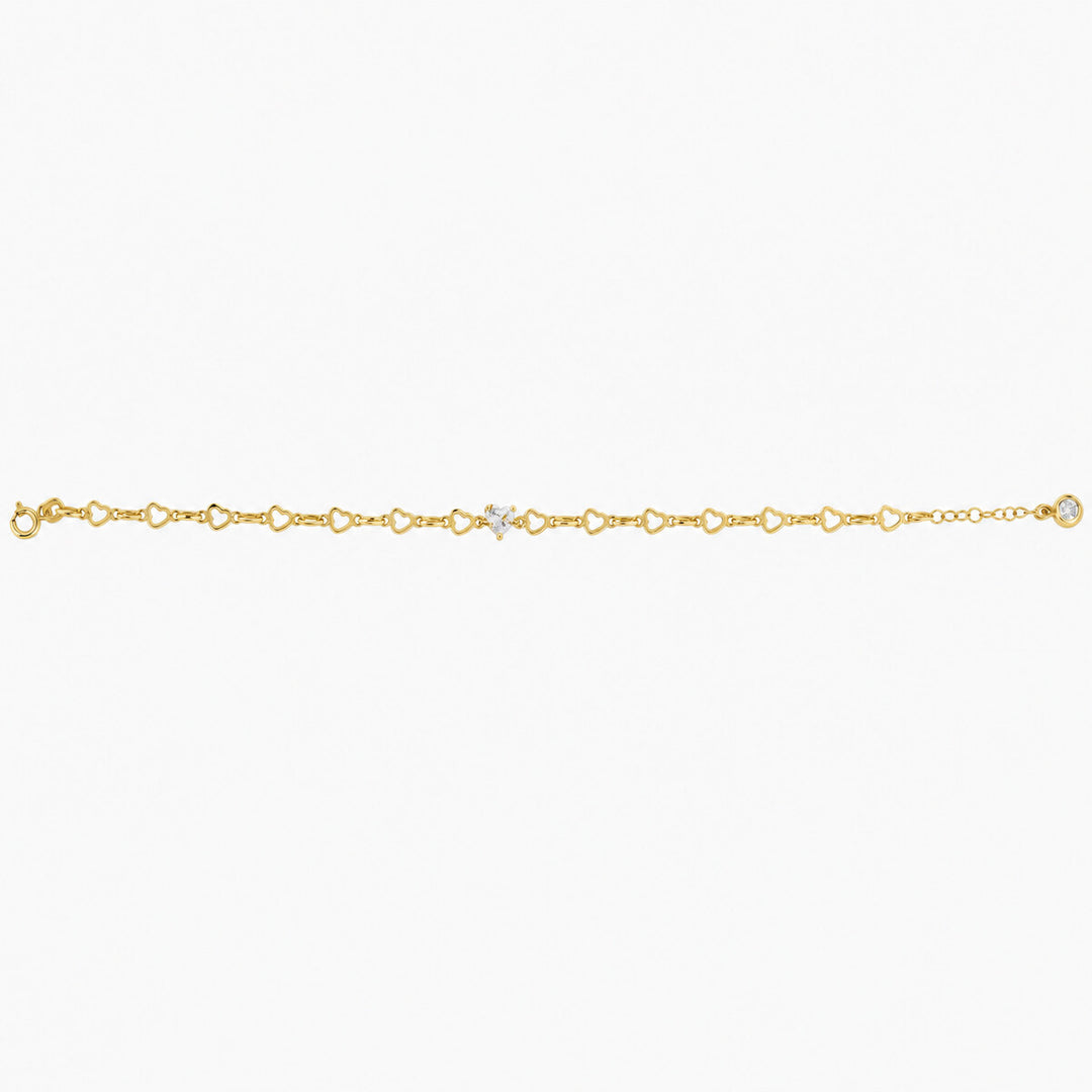 Women's Bracelet 10K Yellow Gold Mini Station Chain Bracelet Pochy Jewelry in Miami