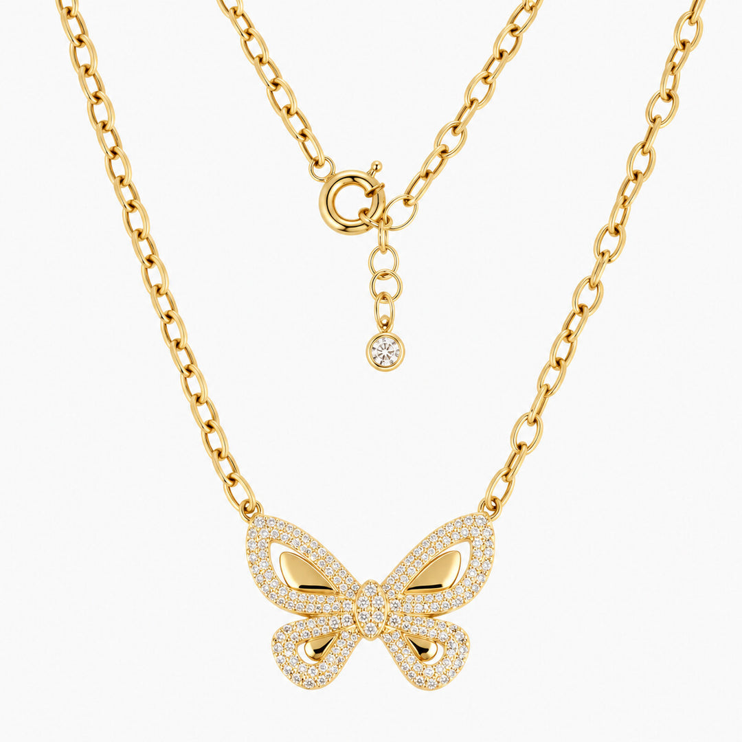 Women's Necklace 10K Yellow Gold Butterfly Link Necklace Pochy Jewelry in Miami