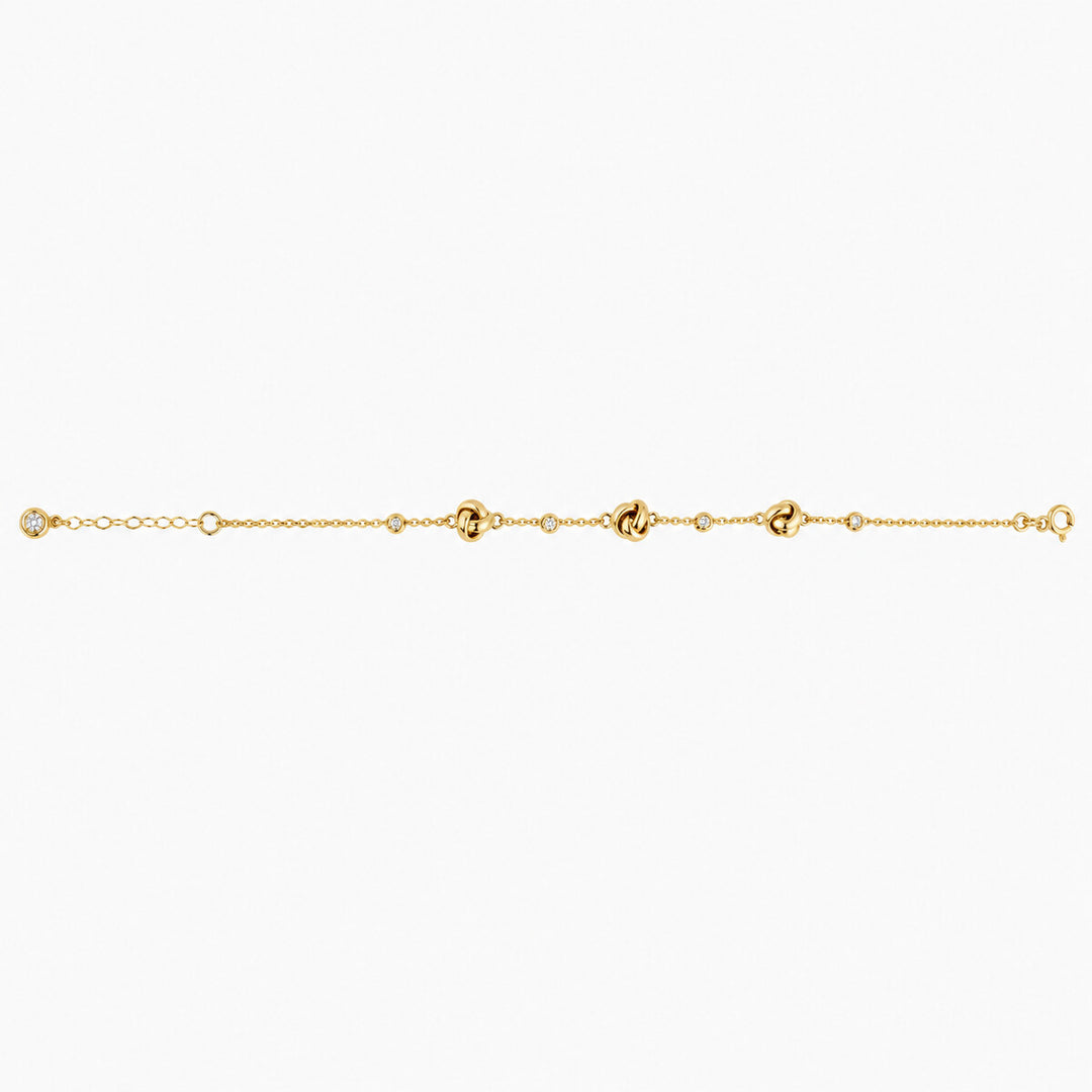 Women's Bracelet 10K Yellow Gold Knot and CZ Station Bracelet Pochy Jewelry in Miami