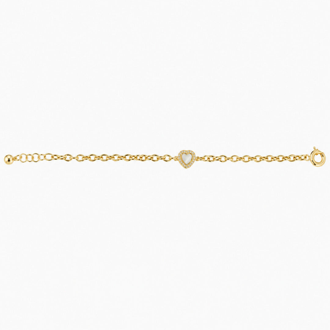 Women's Bracelet 10K Yellow Gold Petite Heart Chain Bracelet Pochy Jewelry in Miami