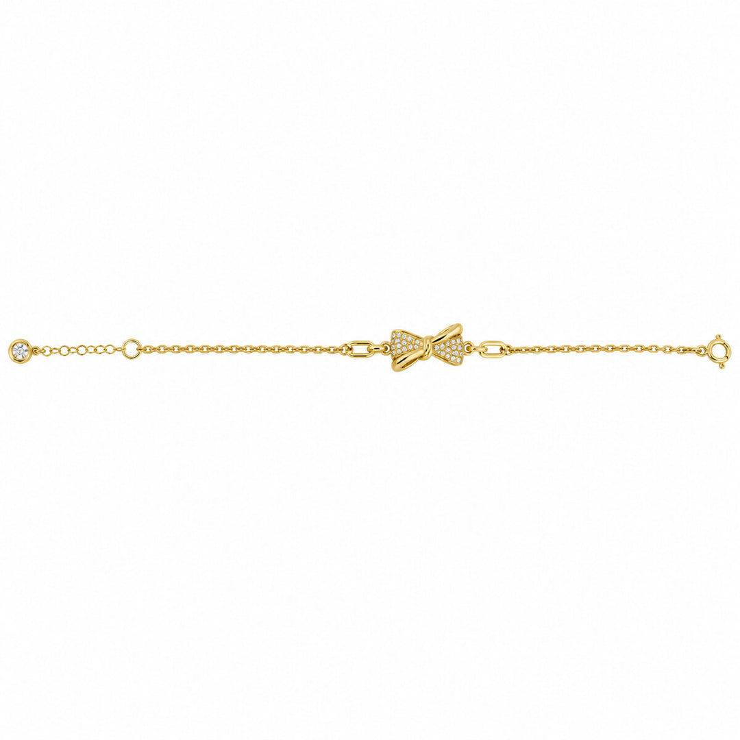 Women's Bracelet 10K Yellow Gold CZ Bow Station Bracelet Pochy Jewelry in Miami