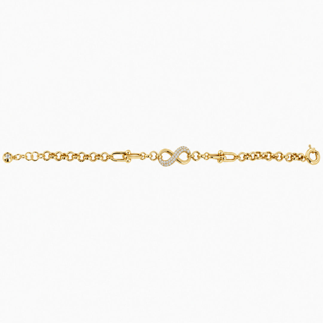 Women's Bracelet 10K Yellow Gold Infinity Centerpiece Bracelet Pochy Jewelry in Miami