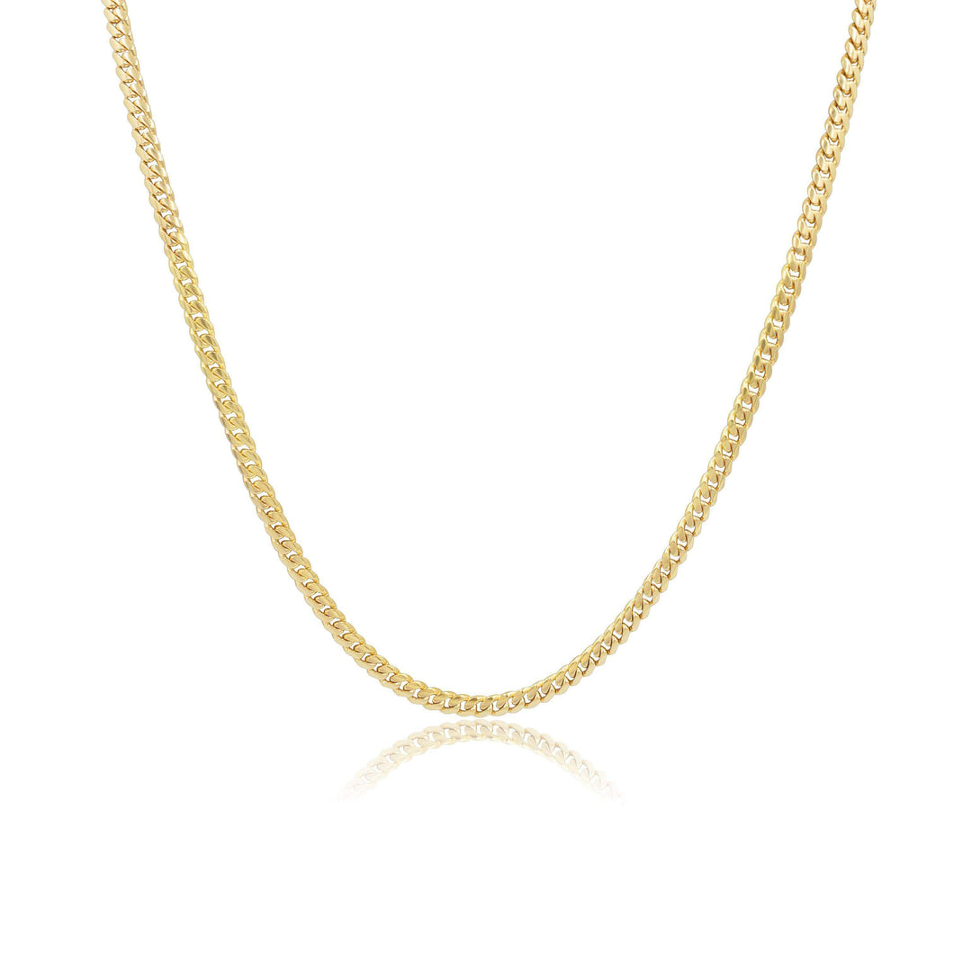 4mm Solid Machine-Made Cuban Link Chain – Gold - Pochy Jewelry